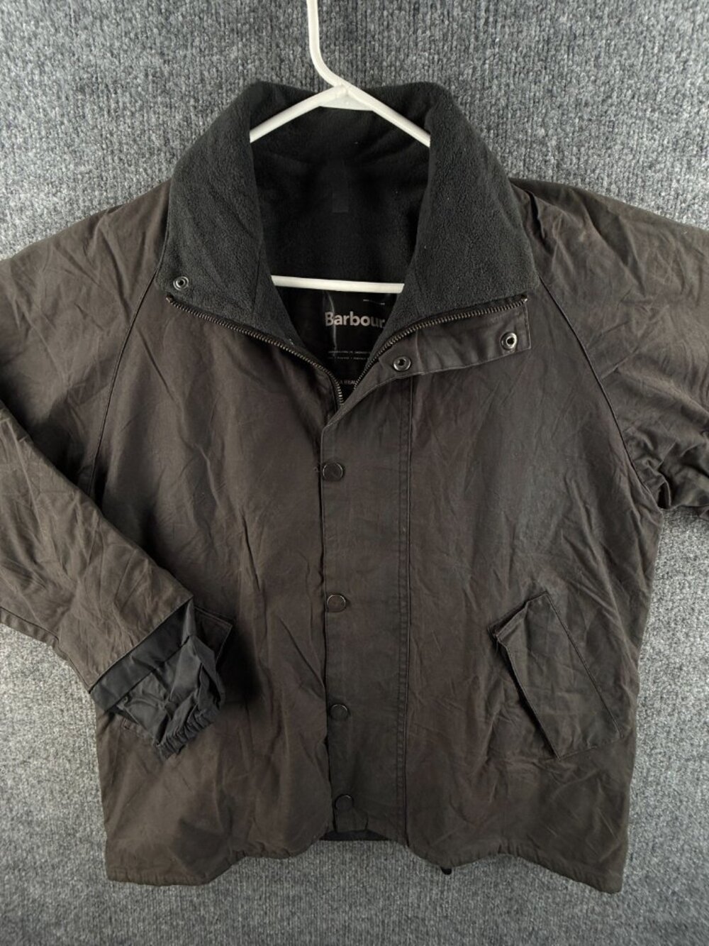 Barbour A215 Polarwax Beaulieu Waxed Jacket Men Full Zip Size 38 Fleece Lined